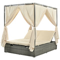 Adjustable Sun Bed With Curtain,High Comfort,With 3 Colors Beige Hdpe