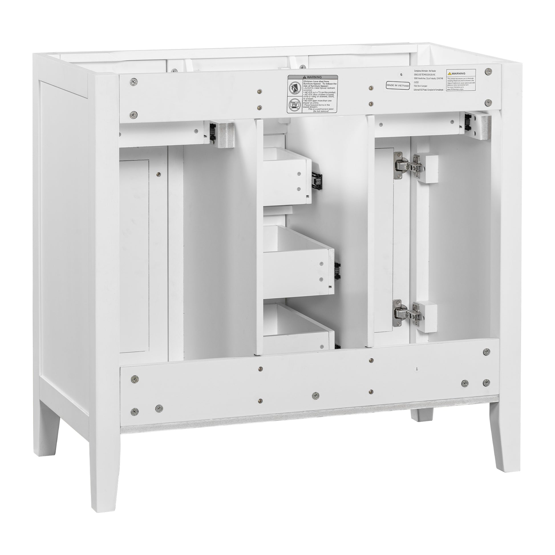 36" Bathroom Vanity With Ceramic Basin, Two Cabinets And Five Drawers, Solid Wood Frame, White Old Sku: Sy999202Aak 1 White Solid Wood Mdf
