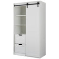 71 Inch Closets,Large Closets Laundry Cabinets,Plastic Suction Process,Farm Slide Barndoors,Save Open Space,Brand Hardware,Silent Slide,Can Be Used For The Bedroom,Cloakroom,Livingroom,Color:White 5 Or More Spaces Antique White Drawers Included Primary