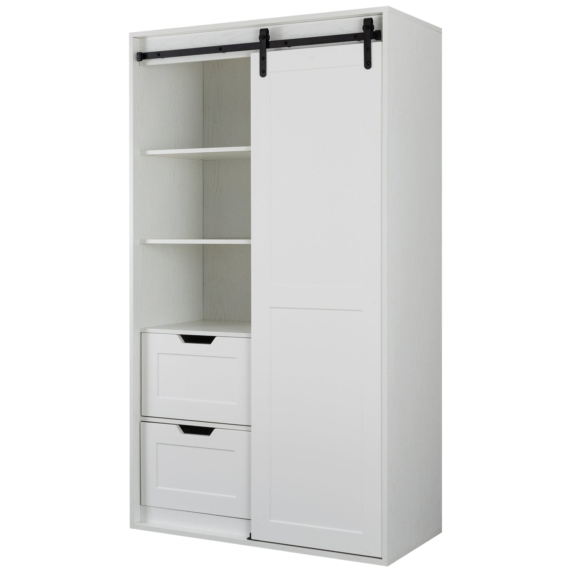 71 Inch Closets,Large Closets Laundry Cabinets,Plastic Suction Process,Farm Slide Barndoors,Save Open Space,Brand Hardware,Silent Slide,Can Be Used For The Bedroom,Cloakroom,Livingroom,Color:White 5 Or More Spaces Antique White Drawers Included Primary