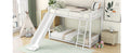 Metal Bunk Bed With Slide, Twin Over Twin, White Box Spring Not Required White Metal Bedroom Metal