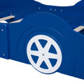 Twin Size Race Car Shaped Platform Bed With Wheels,Blue Blue Plywood