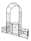 Metal Garden Arch With Gate 79.5'' Wide X 86.6'' High Climbing Plants Support Rose Arch Outdoor Black Black Iron