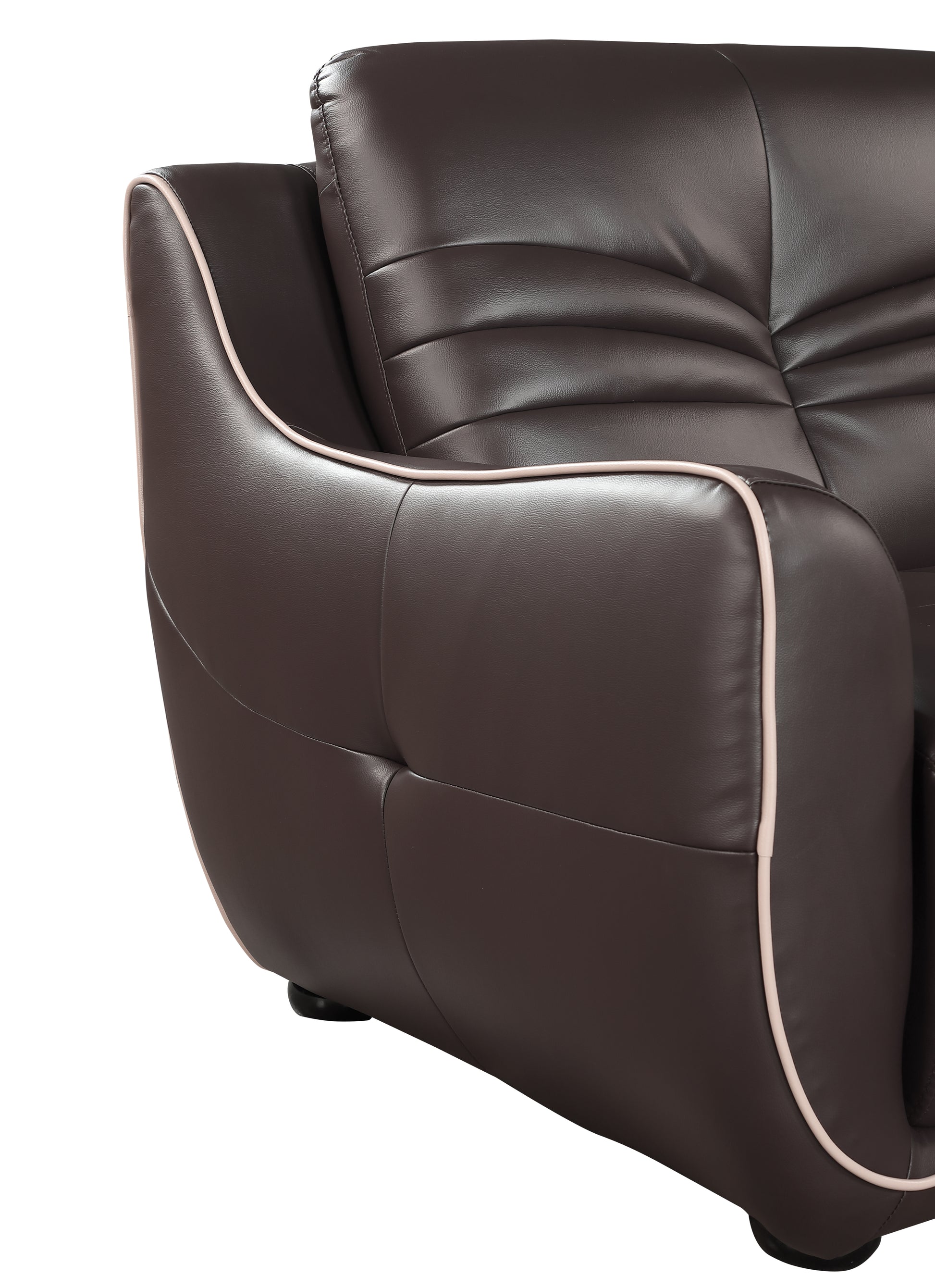 Genuine Leather Loveseat Brown Foam Leather