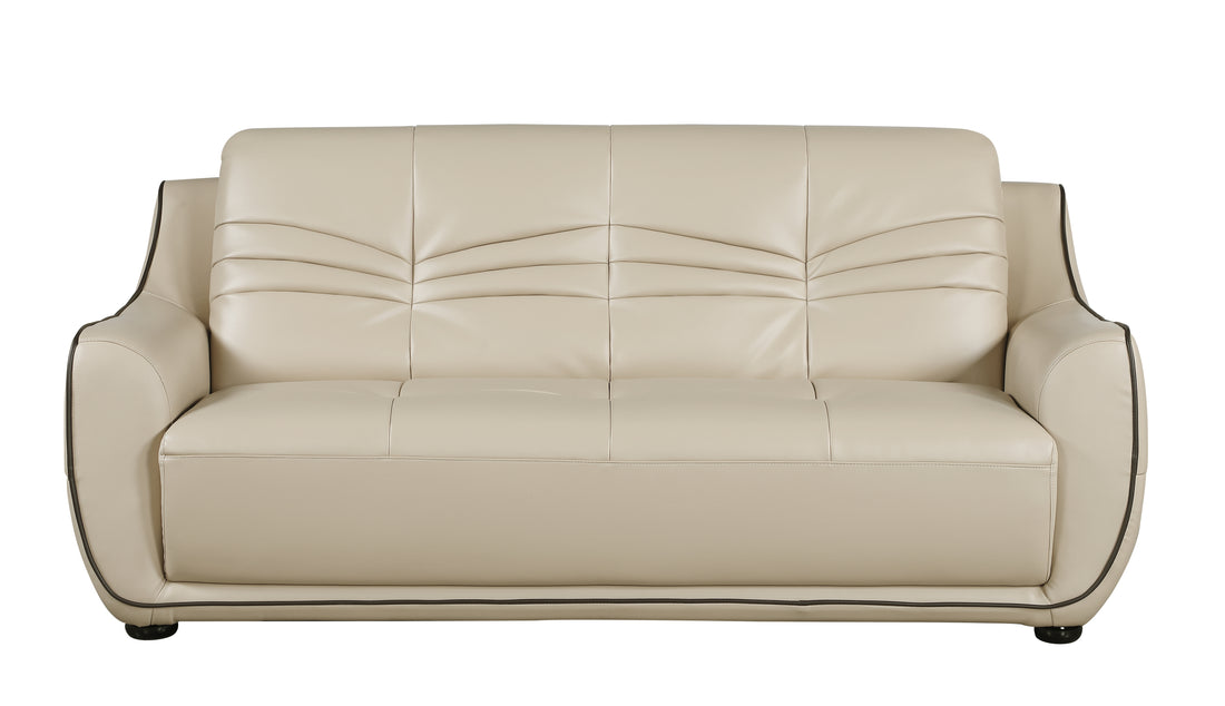 Genuine Leather Sofa Beige Foam Leather