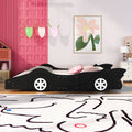 Full Size Race Car Shaped Platform Bed With Wheels,Black Black Plywood