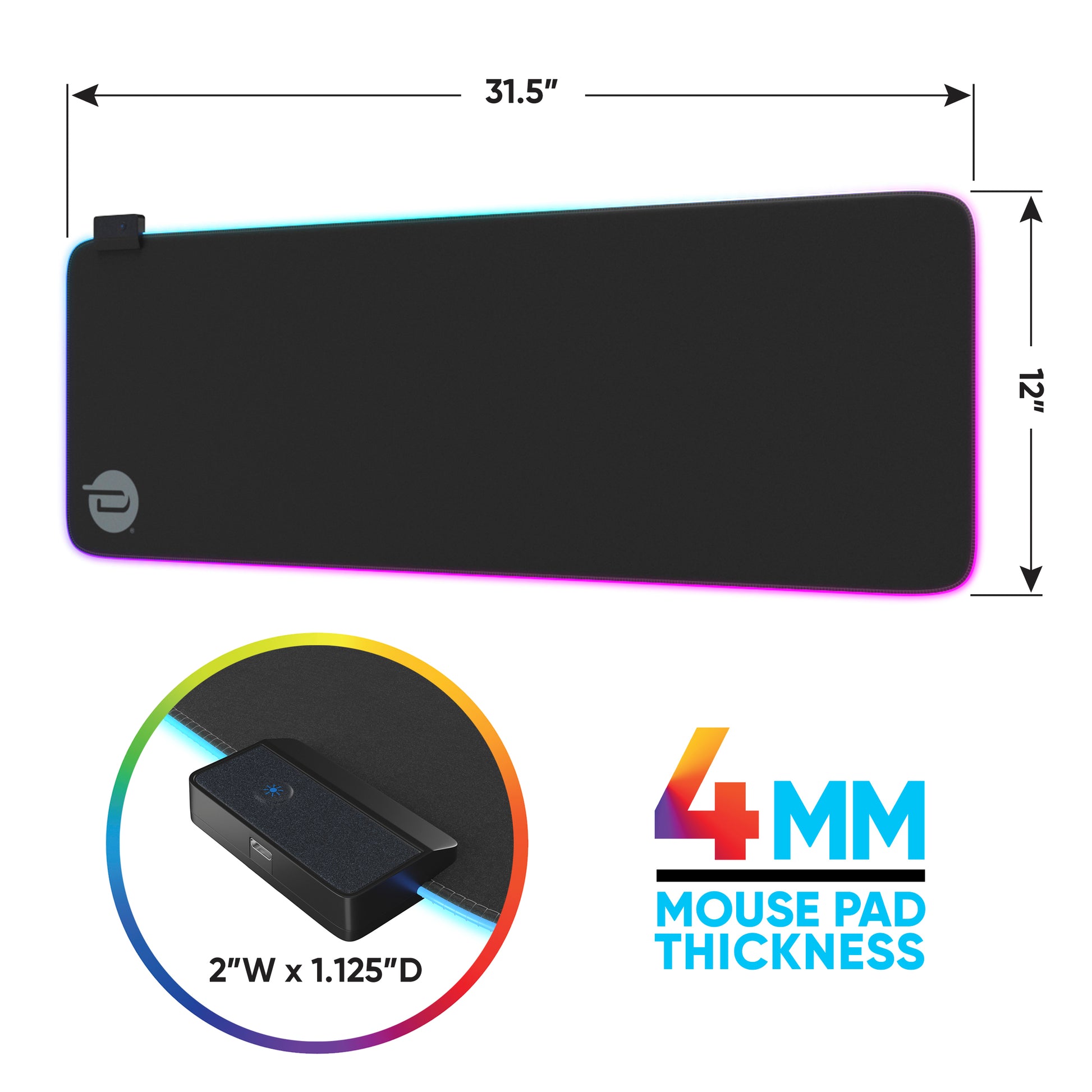 Mouse Pad Dardashti Led Black Nylon