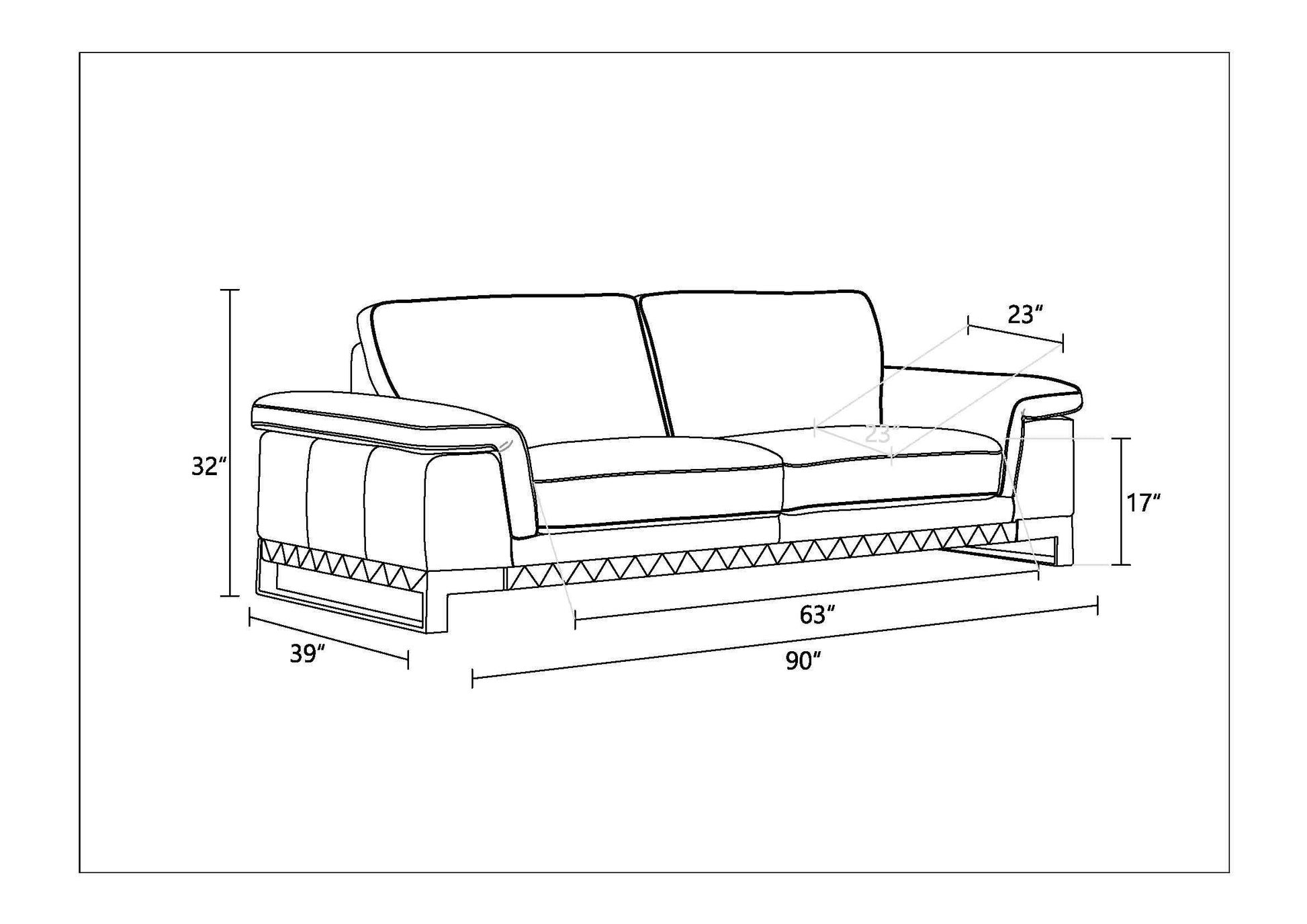 Top Grain Italian Leather Sofa Camel Foam Leather