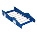 Twin Size Race Car Shaped Platform Bed With Wheels,Blue Blue Plywood