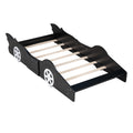 Twin Size Race Car Shaped Platform Bed With Wheels,Black Black Plywood