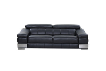 Top Grain Italian Leather Sofa Black Foam Leather