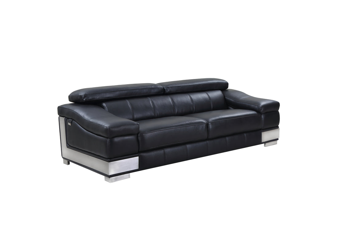 Top Grain Italian Leather Sofa Black Foam Leather