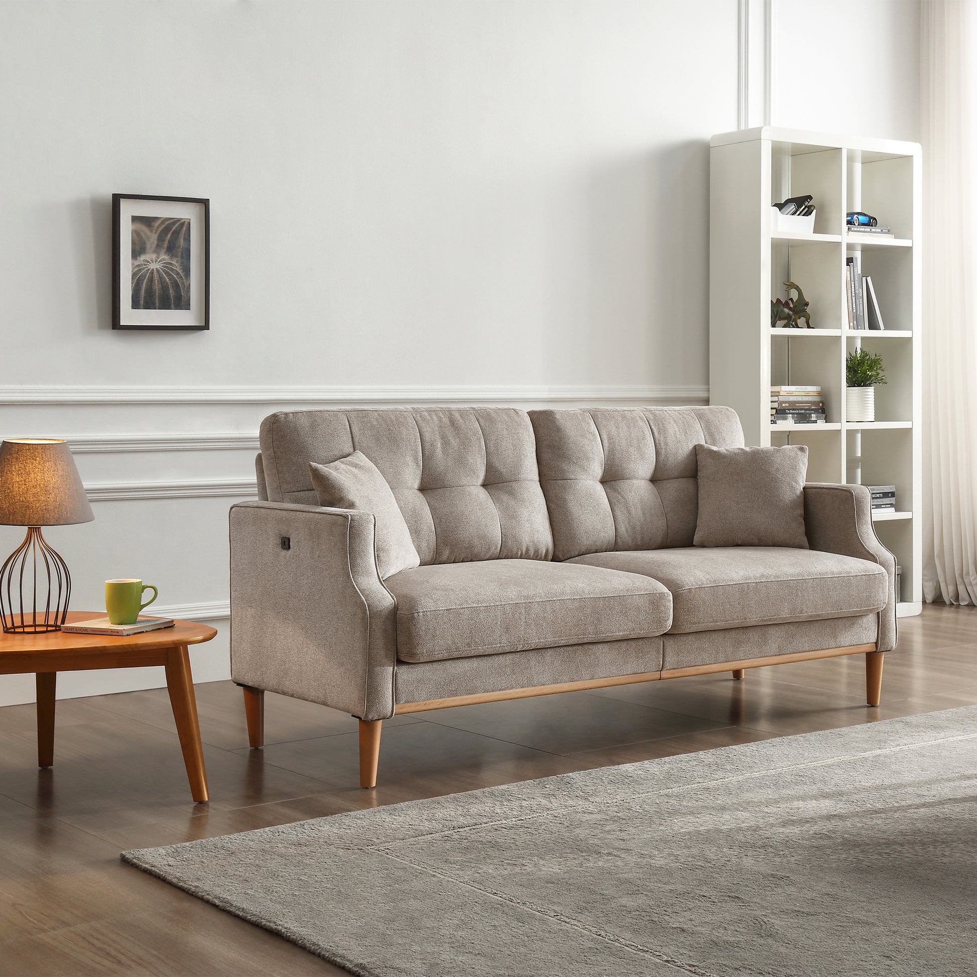 Living Space Sofa 3 Seater With Waterproof Fabricusb Charge Port Light Gray Foam Fabric 3 Seat