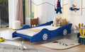 Twin Size Race Car Shaped Platform Bed With Wheels,Blue Blue Plywood