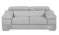 Top Grain Italian Leather Loveseat Light Gray Foam Leather