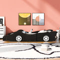 Twin Size Race Car Shaped Platform Bed With Wheels,Black Black Plywood