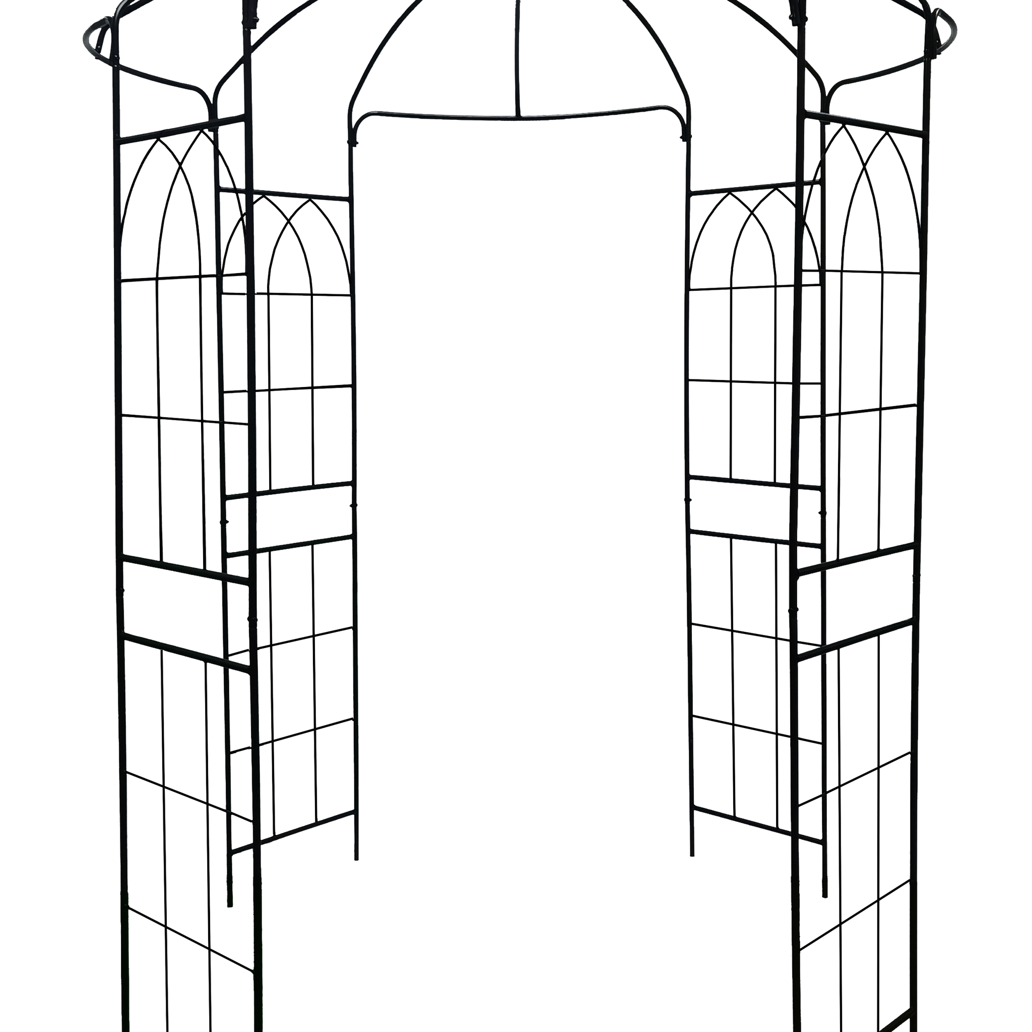 Metal Garden Arch Iron Garden Arbors Gazebo Dia 81.3'' X 114.2'' High Birdcage Shape Pergola Pavilion For Wedding Ceremony Cream White Cream White Iron