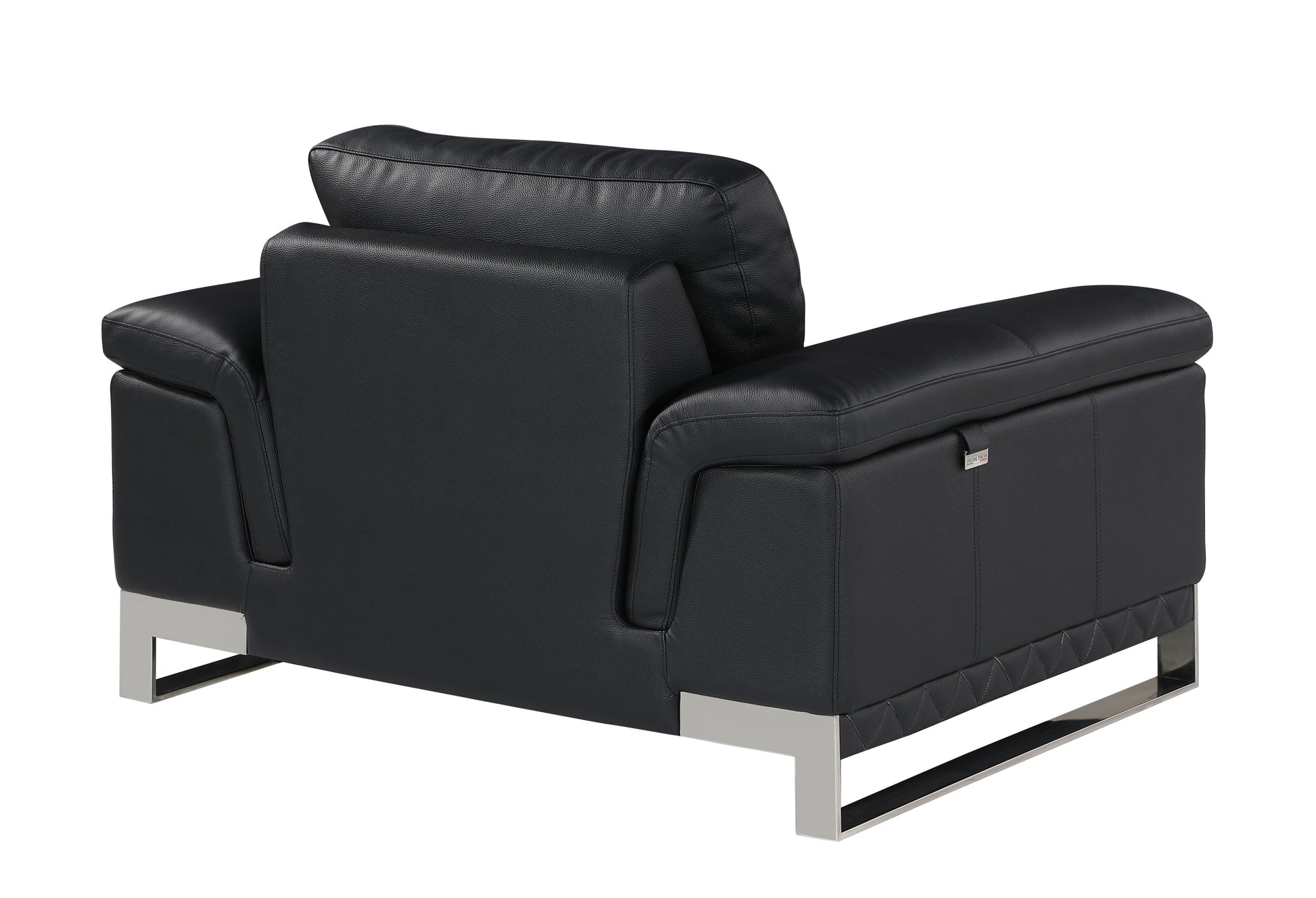 Top Grain Italian Leather Chair Black Foam Leather