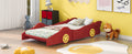 Twin Size Race Car Shaped Platform Bed With Wheels,Red Red Plywood