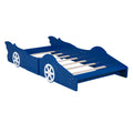 Twin Size Race Car Shaped Platform Bed With Wheels,Blue Blue Plywood