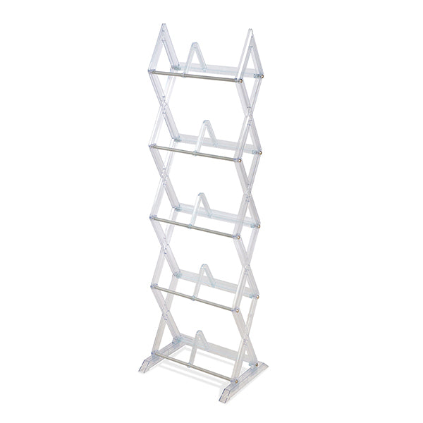 Clear 5 Tier Multimedia Rack With A Diamond Pattern Transparent Plastic