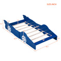 Twin Size Race Car Shaped Platform Bed With Wheels,Blue Blue Plywood