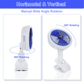 Clip On Fan With Led Lamp, Rechargeable Desk Fan, 4 Speed 360 Rotating Detachable Clamp Fan, Battery Powered Usb Camping Fan Portable For Cart Rv Car Travel Camping Tent Workout Treadmill Bed Desk White Plastic