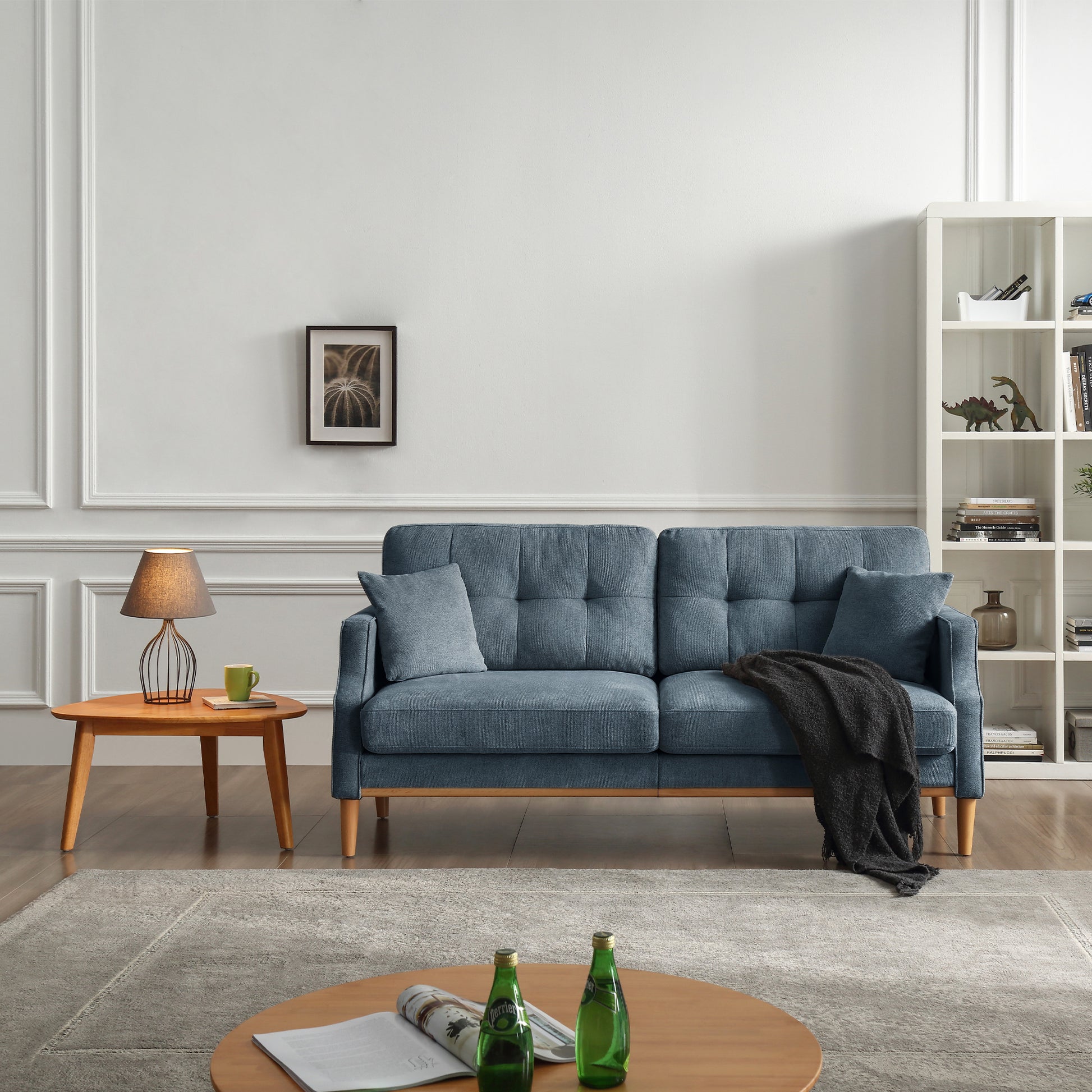 Living Space Sofa 3 Seater With Waterproof Fabricusb Charge Port Dark Blue Foam Fabric 3 Seat