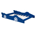 Full Size Race Car Shaped Platform Bed With Wheels,Blue Blue Plywood