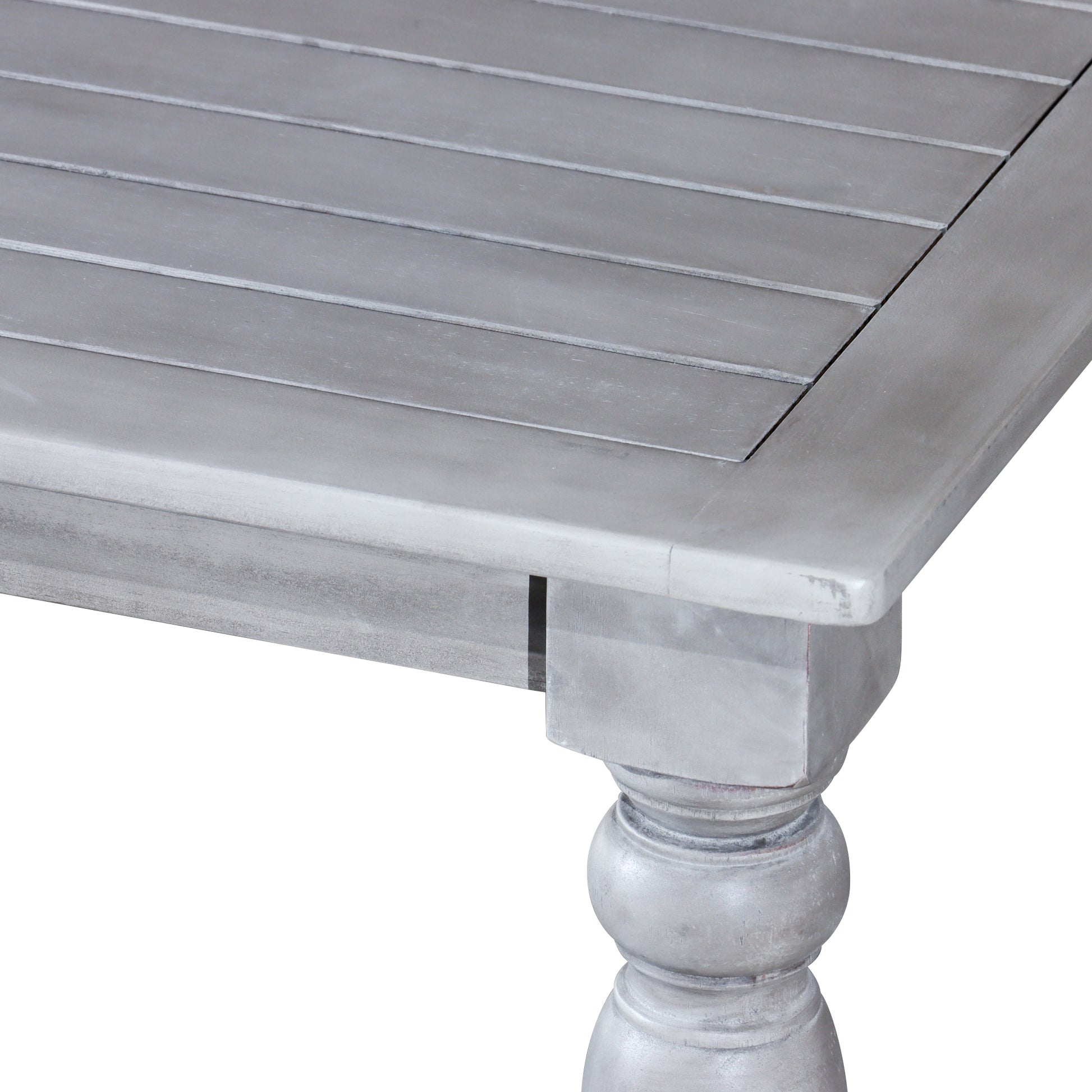 Rectangular Dining Table Silver Grey Solid Wood