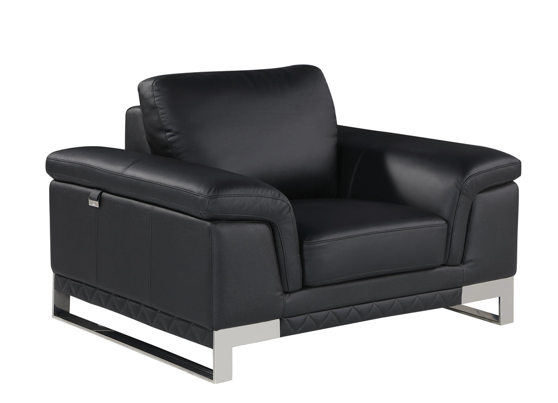 Top Grain Italian Leather Chair Black Foam Leather
