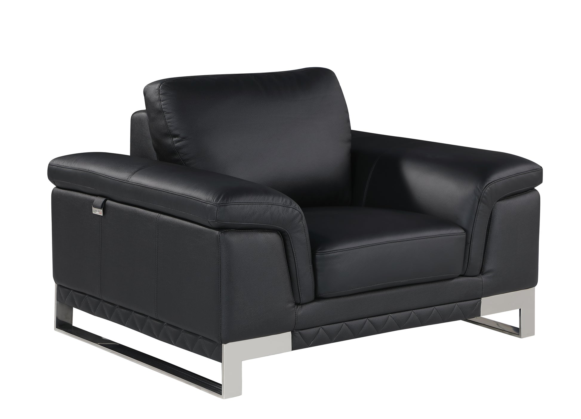 Top Grain Italian Leather Chair Black Foam Leather