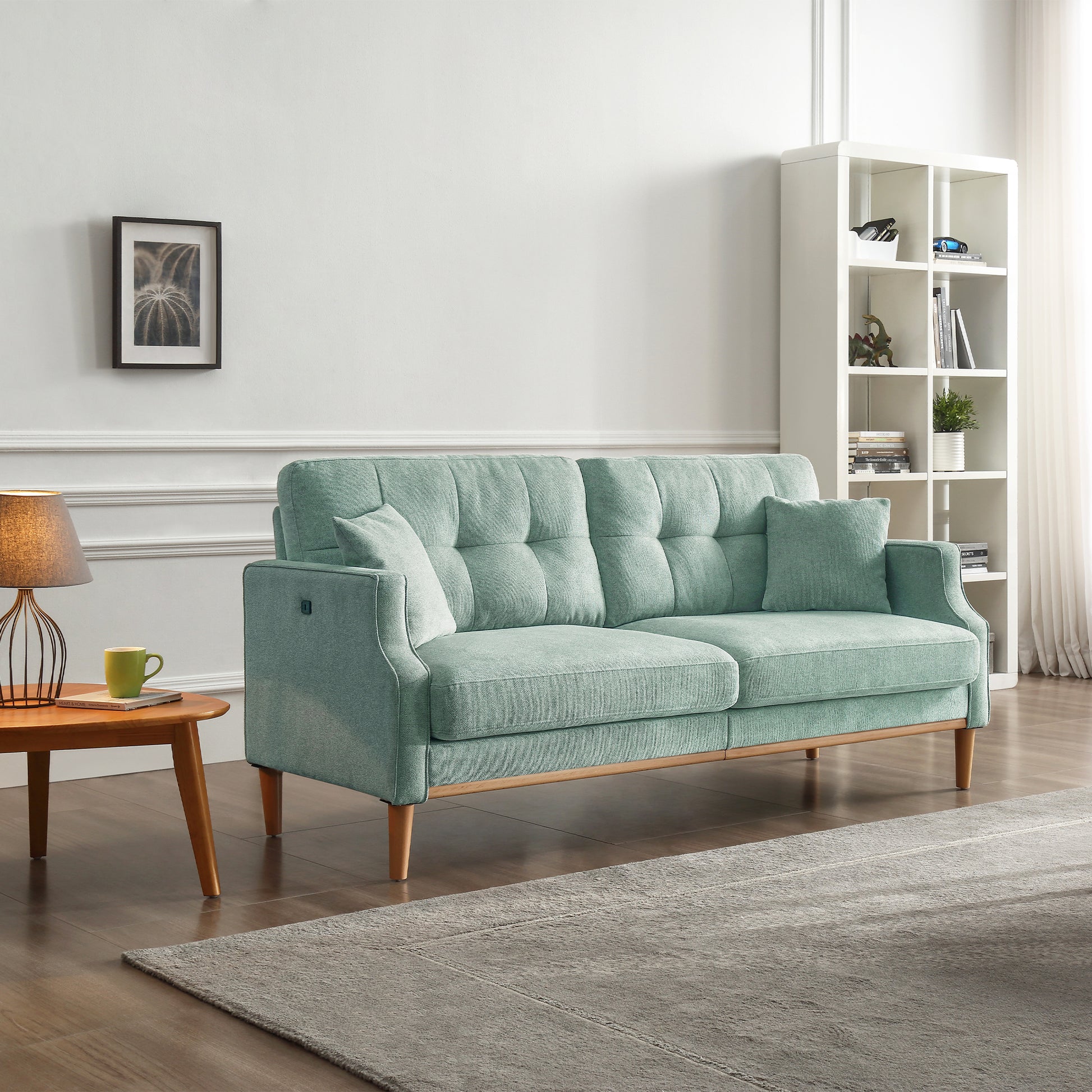 Living Space Sofa 3 Seater With Waterproof Fabricusb Charge Port Blue Foam Fabric 3 Seat