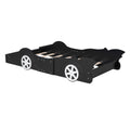 Twin Size Race Car Shaped Platform Bed With Wheels,Black Black Plywood