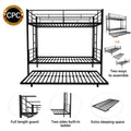 Twin Over Twin Metal Bunk Bed Frame With Trundle Upgrade Reinforcement Version Black Metal