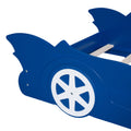 Twin Size Race Car Shaped Platform Bed With Wheels,Blue Blue Plywood