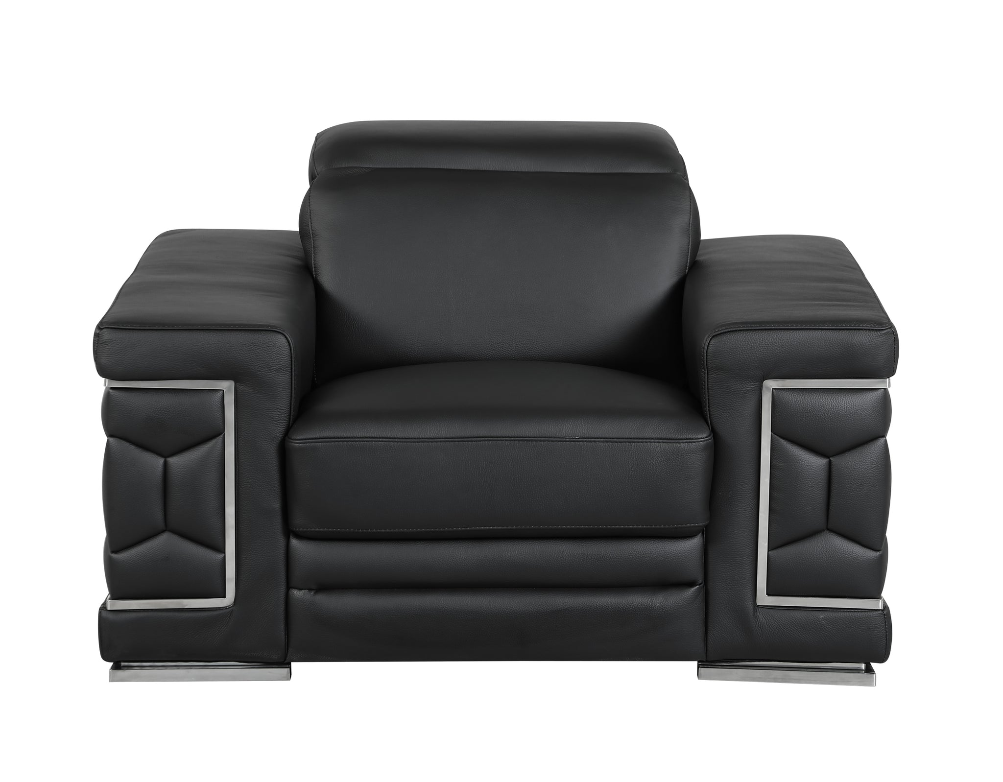 Top Grain Italian Leather Chair Black Foam Leather