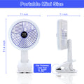 Clip On Fan With Led Lamp, Rechargeable Desk Fan, 4 Speed 360 Rotating Detachable Clamp Fan, Battery Powered Usb Camping Fan Portable For Cart Rv Car Travel Camping Tent Workout Treadmill Bed Desk White Plastic