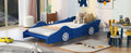 Twin Size Race Car Shaped Platform Bed With Wheels,Blue Blue Plywood