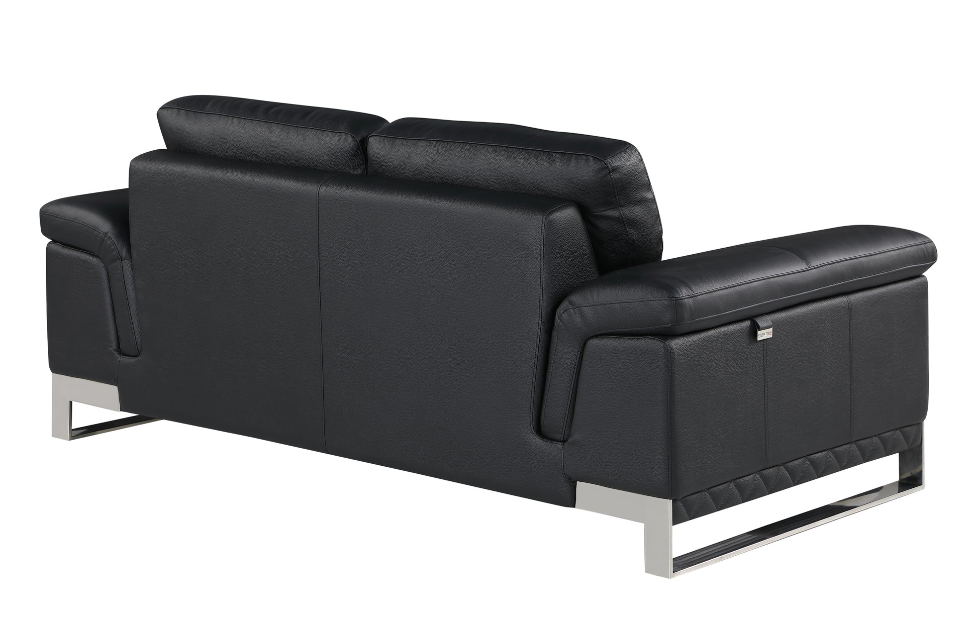 Top Grain Italian Leather Loveseat Black Foam Leather