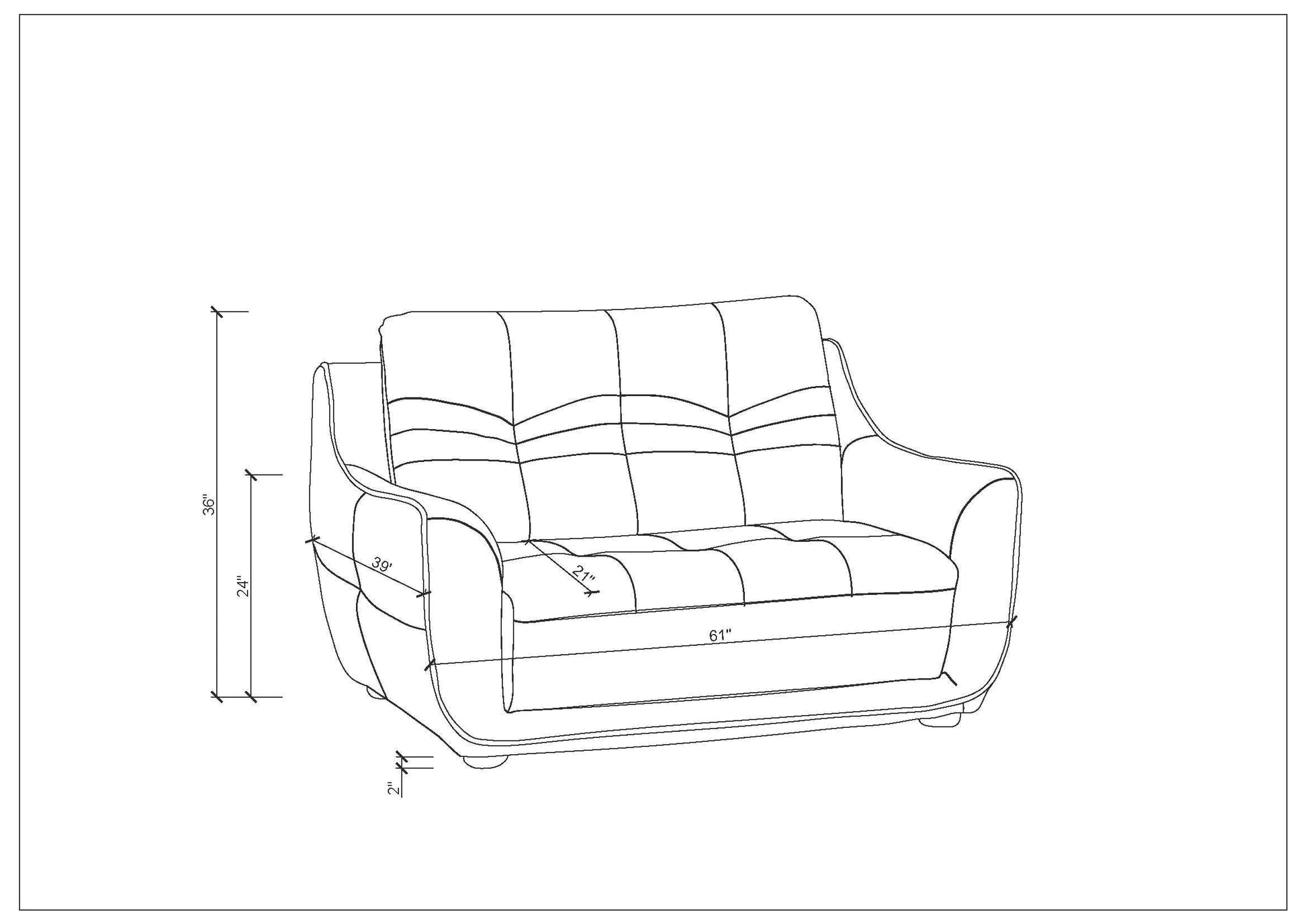 Genuine Leather Loveseat Brown Foam Leather