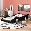 Twin Size Race Car Shaped Platform Bed With Wheels,Black Black Plywood