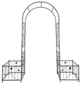 Metal Garden Arch With Two Plant Stands 79.5'' Wide X 86.6'' High Climbing Plants Support Rose Arch Outdoor Black Black Iron