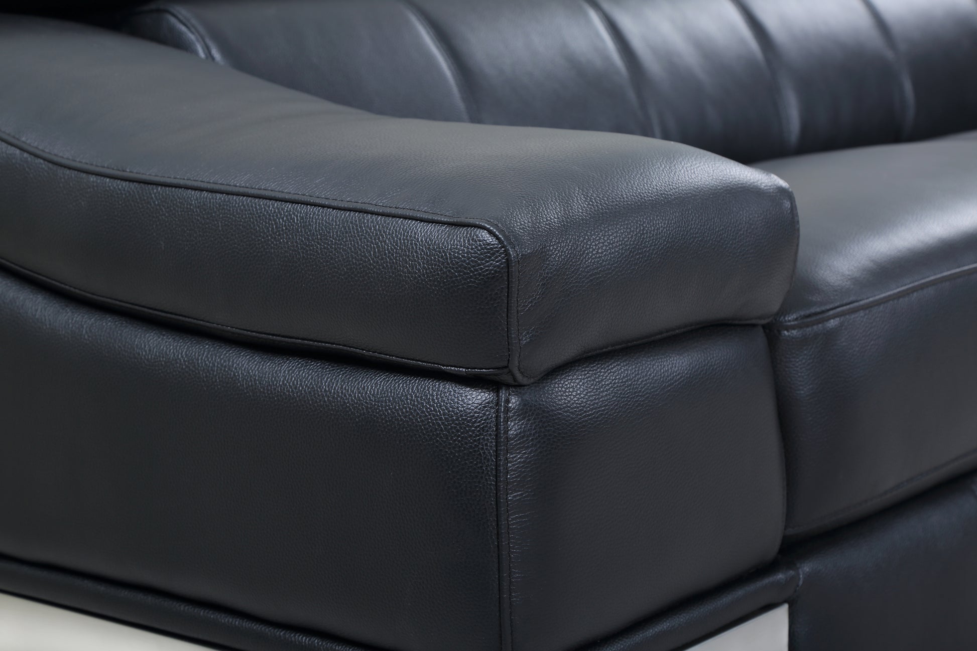 Top Grain Italian Leather Sofa Black Foam Leather