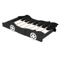 Twin Size Race Car Shaped Platform Bed With Wheels,Black Black Plywood