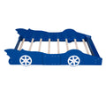 Full Size Race Car Shaped Platform Bed With Wheels,Blue Blue Plywood