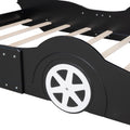 Full Size Race Car Shaped Platform Bed With Wheels,Black Black Plywood