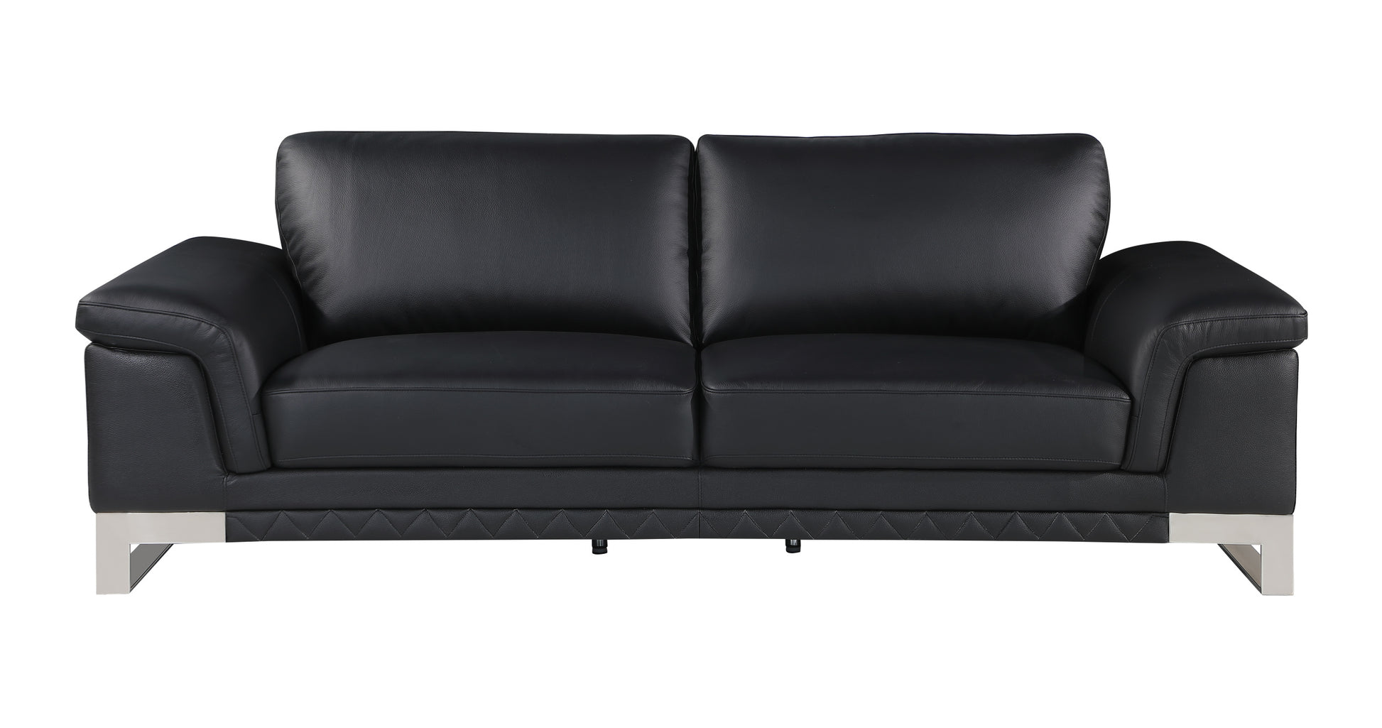 Top Grain Italian Leather Loveseat Black Foam Leather