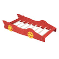 Twin Size Race Car Shaped Platform Bed With Wheels,Red Red Plywood