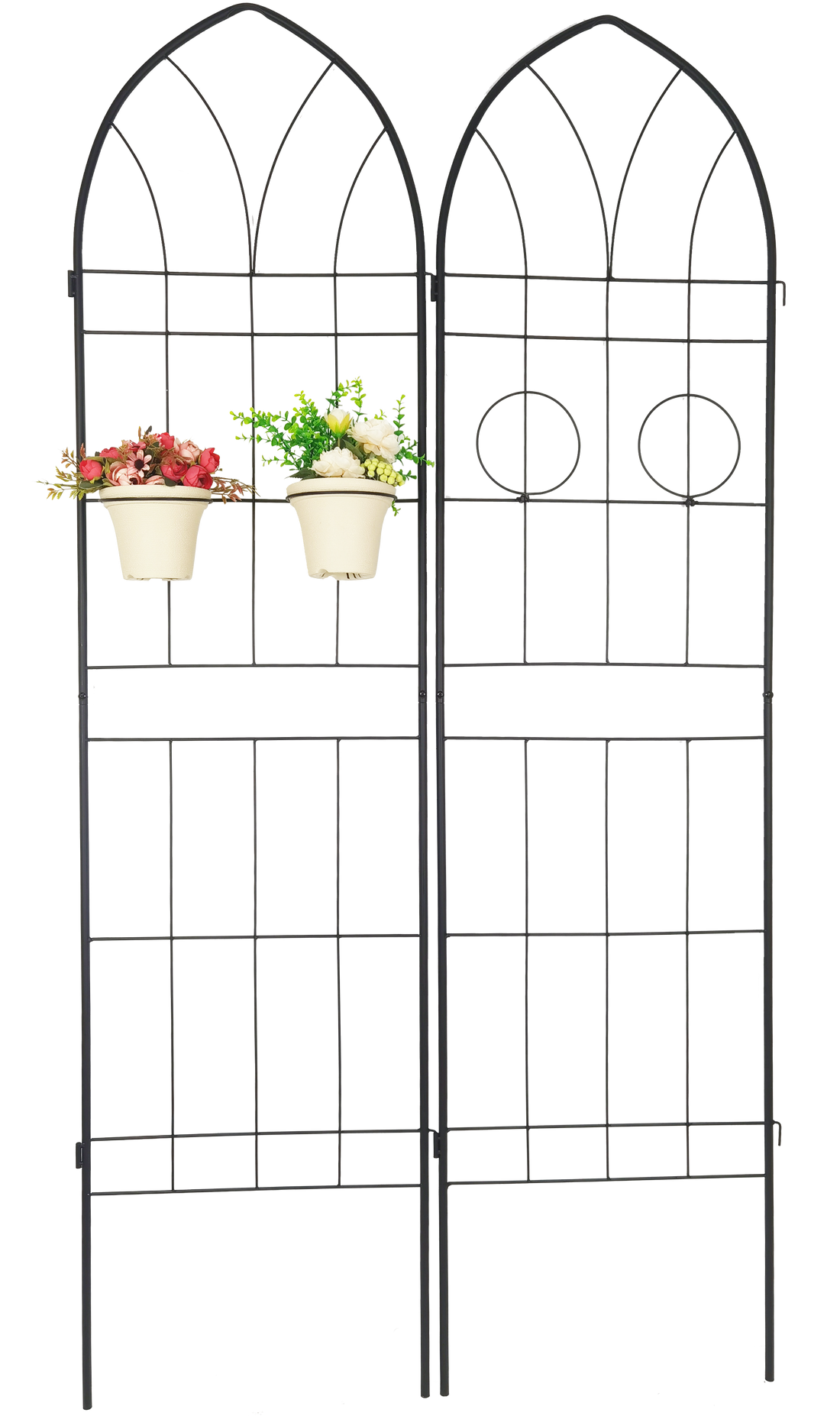 2 Pack Metal Garden Trellis 78.7" X 19.7" Rustproof Trellis For Climbing Plants Outdoor Flower Support Black Black Iron